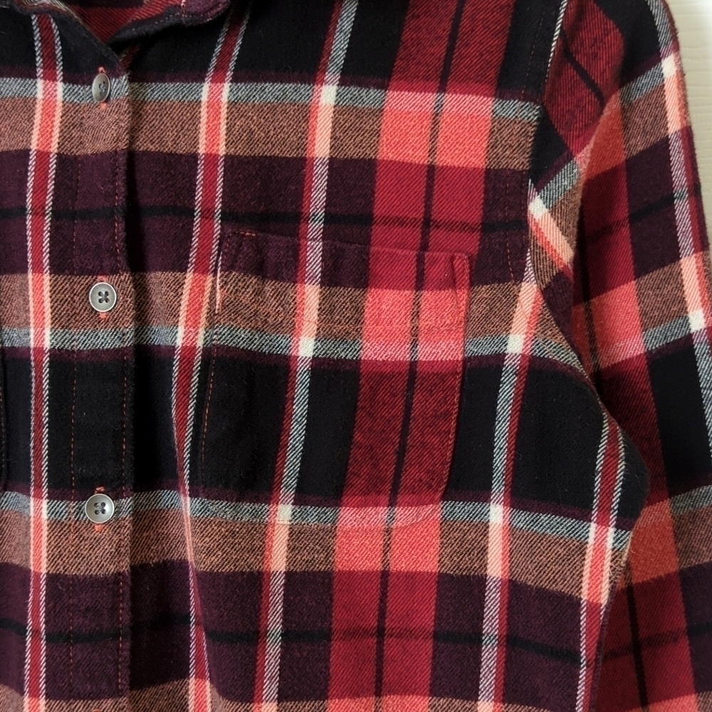 Woolrich Plaid Flannel Relaxed Fit Long Sleeve Button Down Shirt Red Burgundy S - Picture 8 of 14